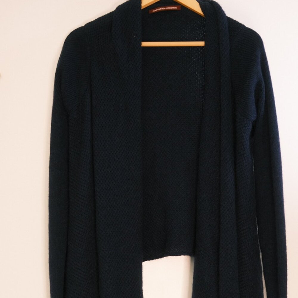 Comptoir des Cotonniers Navy Blue Draped Knit Cardigan - French Size 3 US Medium